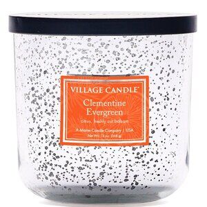 Clementine Evergreen Mercury Glass Candle CITRUS • FRESHLY CUT BALSAM  Village